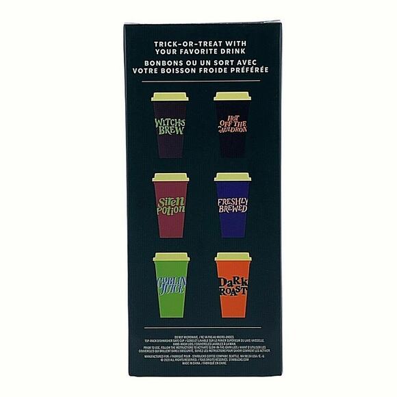 Starbucks Glow In The Dark Halloween 2020 Set Of 6 Hot Cups READY TO SHIP - Picture 2 of 3